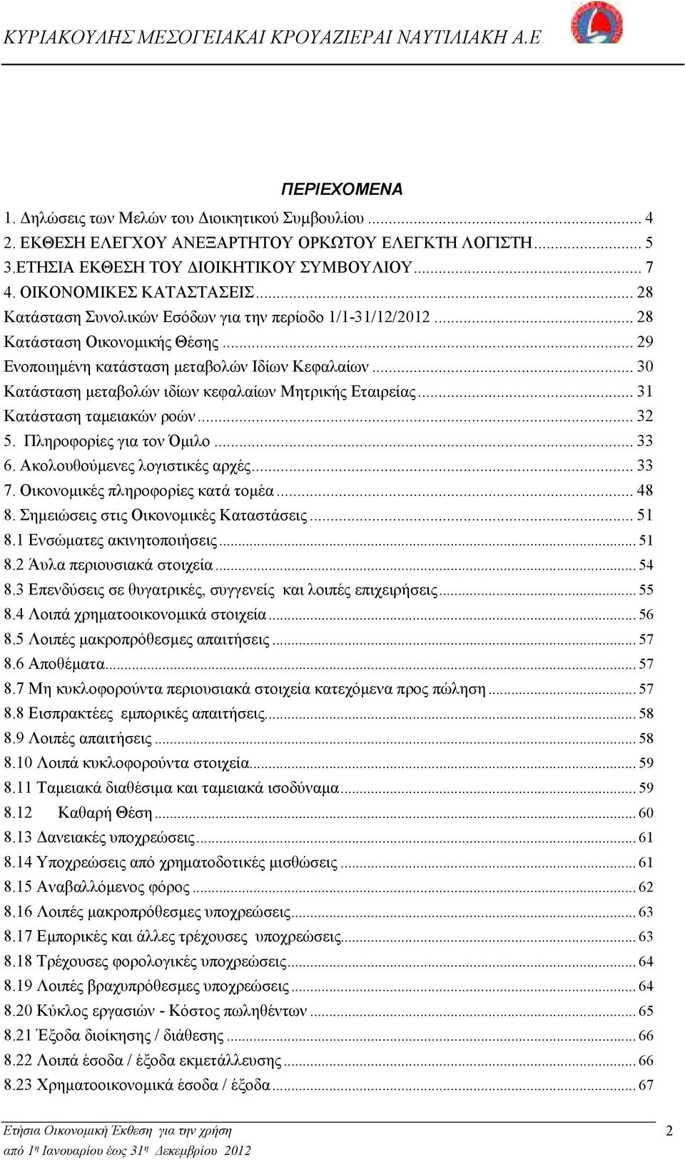 .. 30 Κατάσταση µεταβολών ιδίων κεφαλαίων Μητρικής Εταιρείας... 31 Κατάσταση ταµειακών ροών... 32 5. Πληροφορίες για τον Όµιλο... 33 6. Ακολουθούµενες λογιστικές αρχές... 33 7.