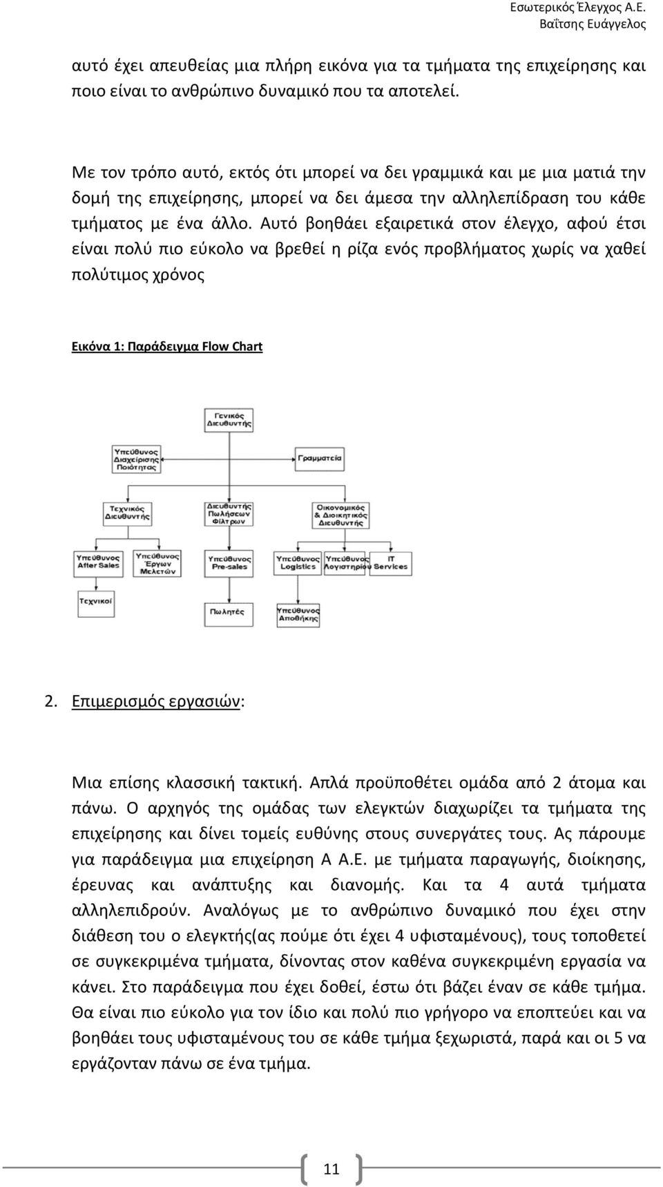 Αυτό βοηθάει εξαιρετικά στον έλεγχο, αφού έτσι είναι πολύ πιο εύκολο να βρεθεί η ρίζα ενός προβλήματος χωρίς να χαθεί πολύτιμος χρόνος Εικόνα 1: Παράδειγμα Flow Chart 2.