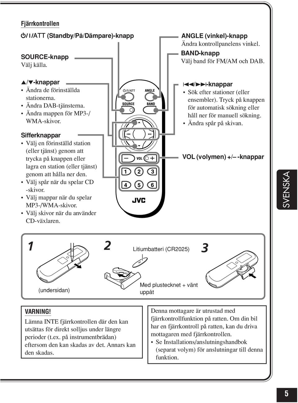 Tryck på knappen för automatisk sökning eller håll ner för manuell sökning. Ändra spår på skivan.