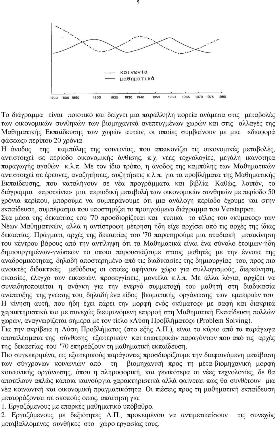 Η άλνδνο ηεο θακπύιεο ηεο θνηλσλίαο, πνπ απεηθνλίδεη ηηο νηθνλνκηθέο κεηαβνιέο, αληηζηνηρεί ζε πεξίνδν νηθνλνκηθήο άλζηζεο, π.ρ. λέεο ηερλνινγίεο, κεγάιε ηθαλόηεηα παξαγσγήο αγαζώλ θ.ι.π. Με ηνλ ίδην ηξόπν, ε άλνδνο ηεο θακπύιεο ησλ Μαζεκαηηθώλ αληηζηνηρεί ζε έξεπλεο, αλαδεηήζεηο, ζπδεηήζεηο θ.