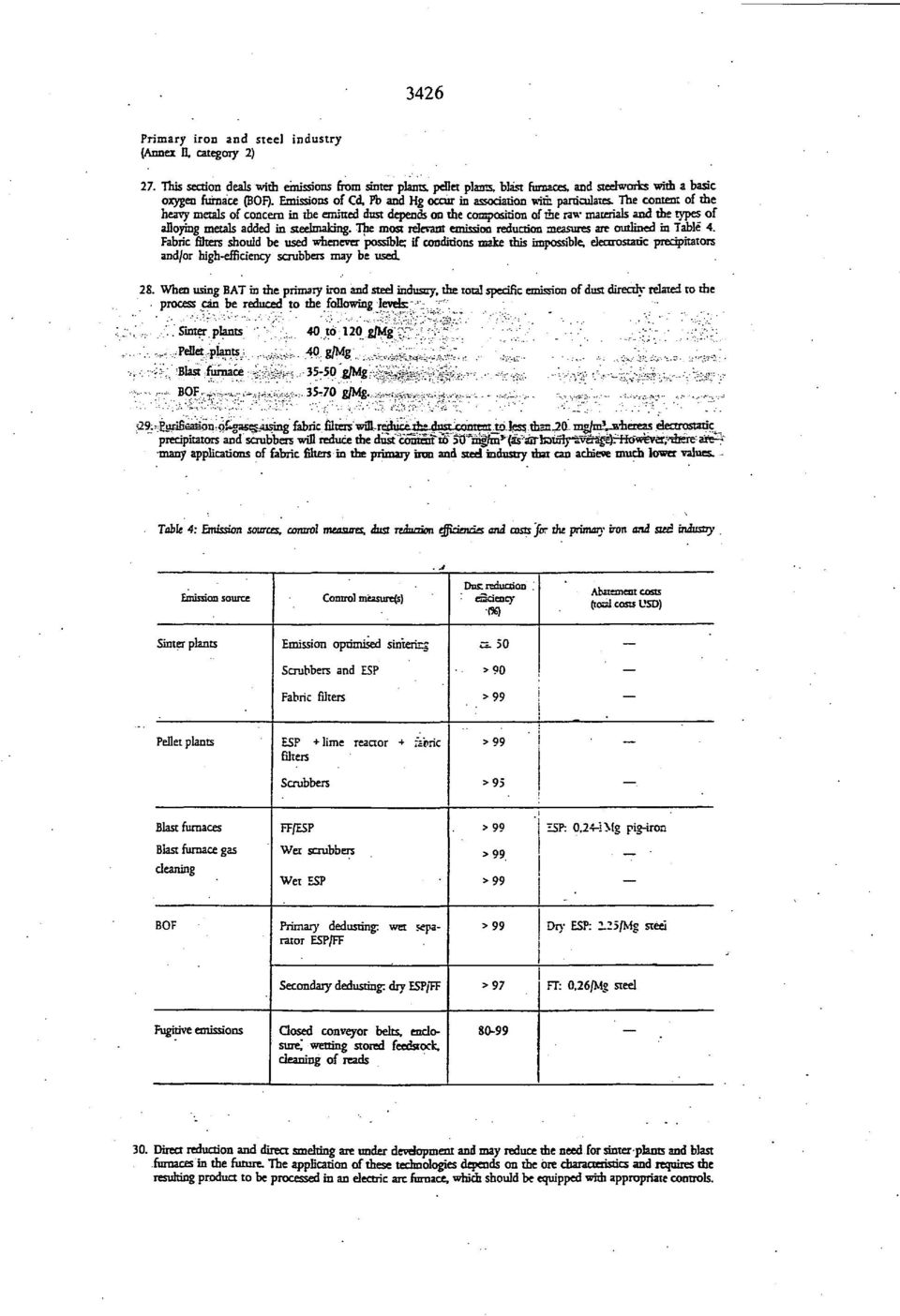 The content of the heavy metals of concern in the emitted dust depends on the composition of me raw materials and the types of alloying metals added in steelmaking.