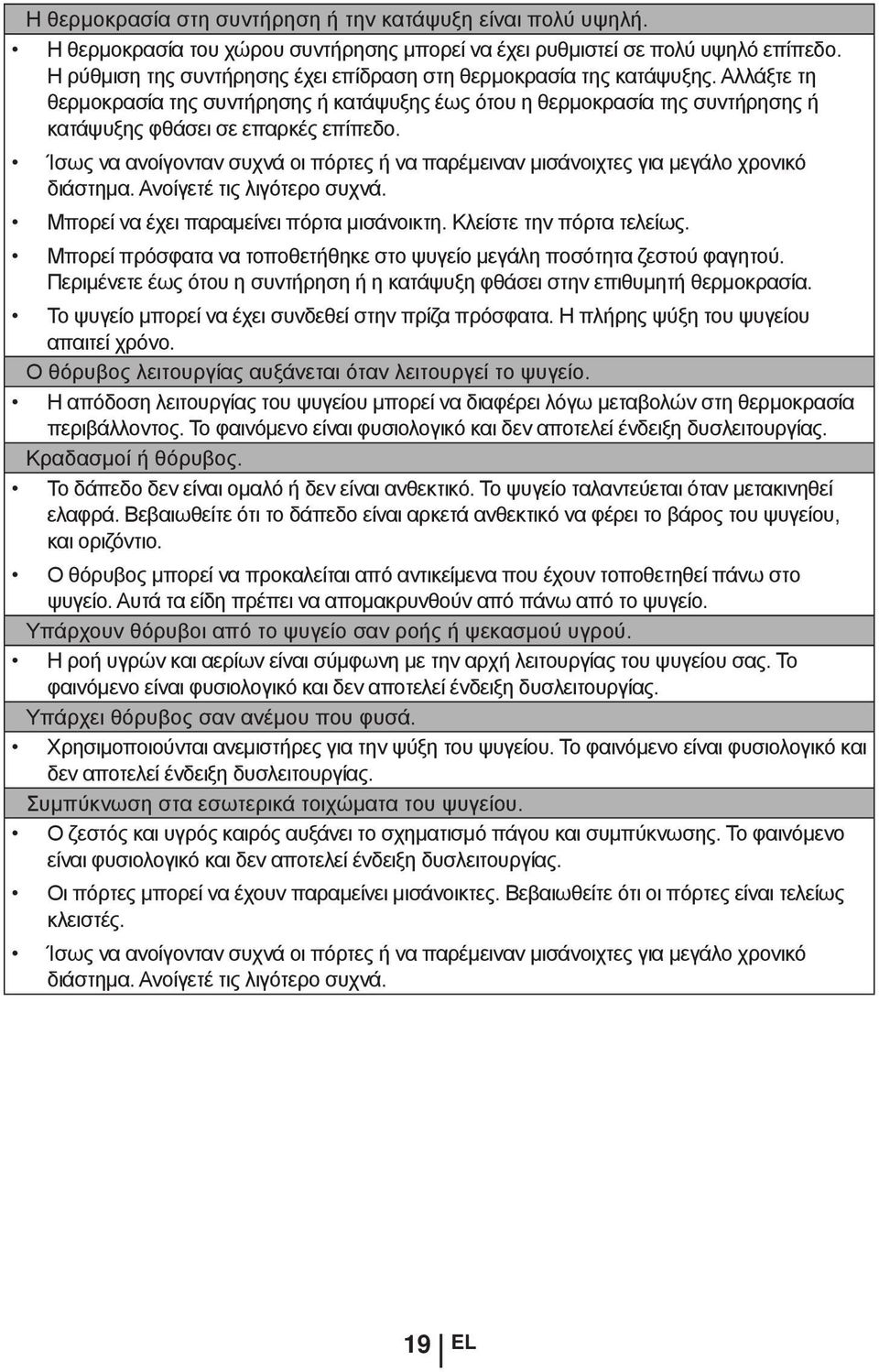 Ίσως να ανοίγονταν συχνά οι πόρτες ή να παρέμειναν μισάνοιχτες για μεγάλο χρονικό διάστημα. Ανοίγετέ τις λιγότερο συχνά. Μπορεί να έχει παραμείνει πόρτα μισάνοικτη. Κλείστε την πόρτα τελείως.