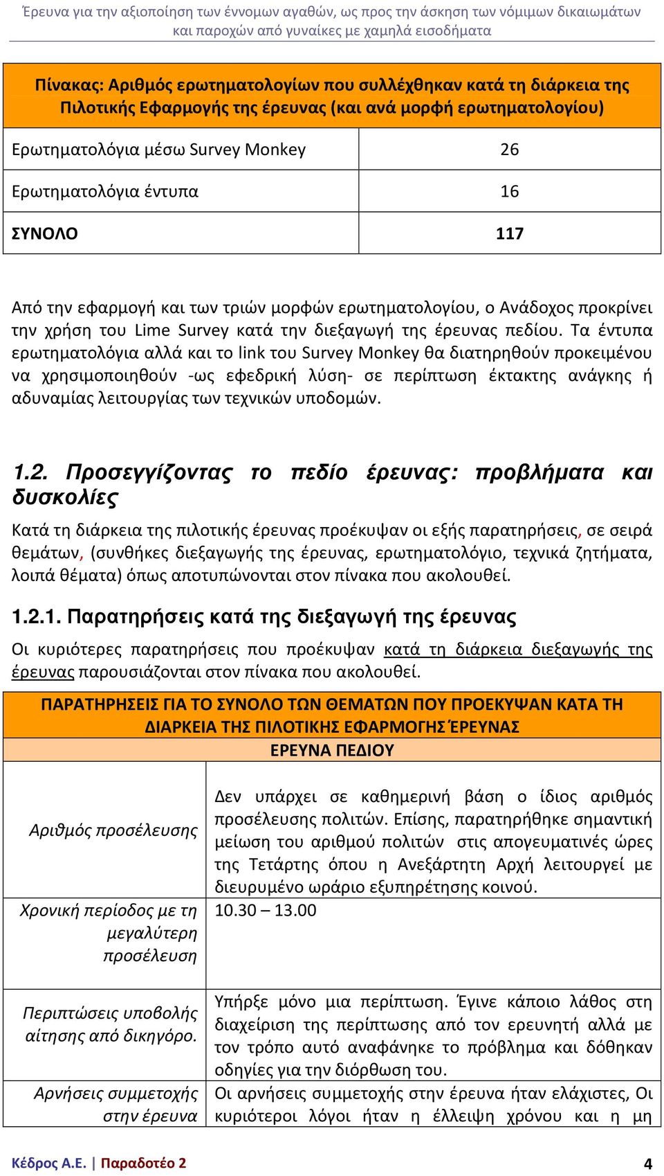 ερωτηματολογίου, ο Ανάδοχος προκρίνει την χρήση του Lime Survey κατά την διεξαγωγή της έρευνας πεδίου.