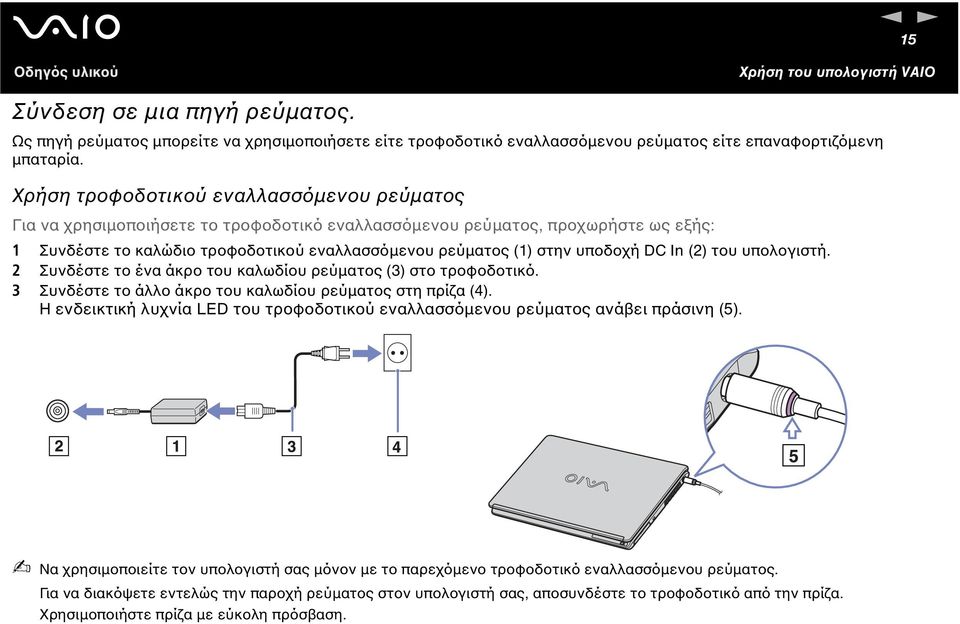 υποδοχή DC In (2) του υπολογιστή. 2 Συνδέστε το ένα άκρο του καλωδίου ρεύµατος (3) στο τροφοδοτικό. 3 Συνδέστε το άλλο άκρο του καλωδίου ρεύµατος στη πρίζα (4).