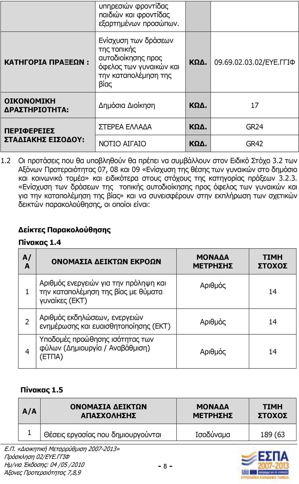 2 Οι προτάσεις που θα υποβληθούν θα πρέπει να συµβάλλουν στον Ειδικό Στόχο 3.