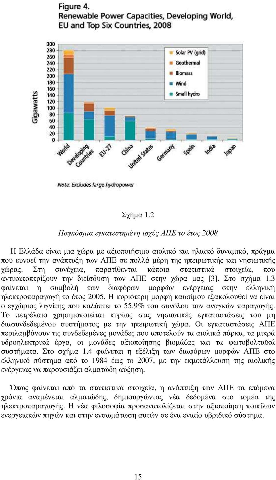 νησιωτικής χώρας. Στη συνέχεια, παρατίθενται κάποια στατιστικά στοιχεία, που αντικατοπτρίζουν την διείσδυση των ΑΠΕ στην χώρα µας [3]. Στο σχήµα 1.