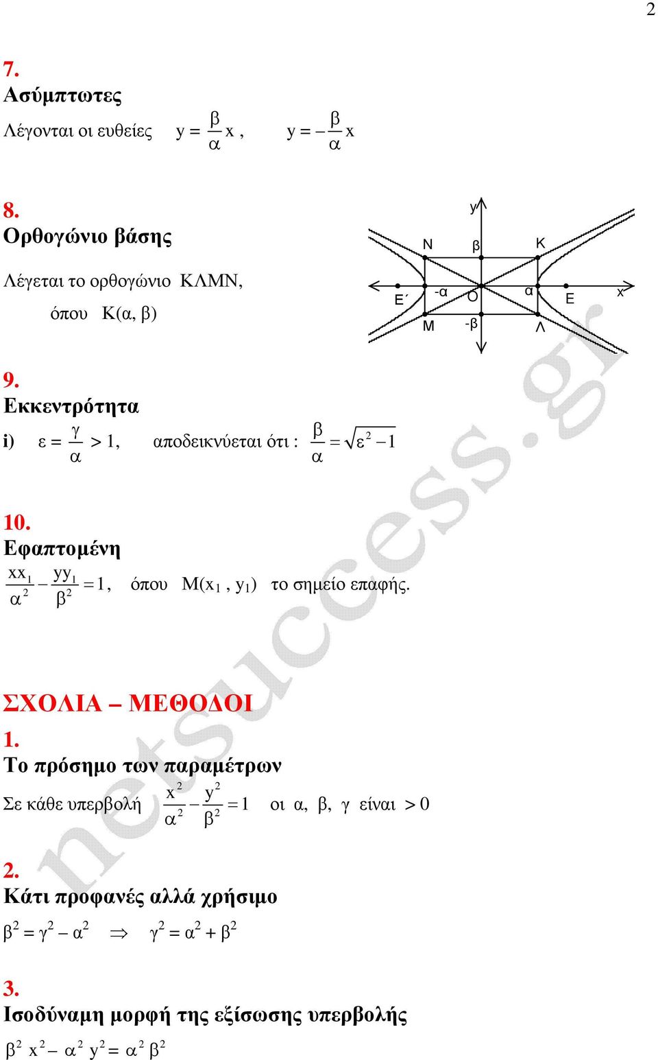 Εκκεντρότητ i) ε >, ποδεικνύετι ότι : ε 0. Εφπτοµένη, όπου Μ(, ) το σηµείο επφής.