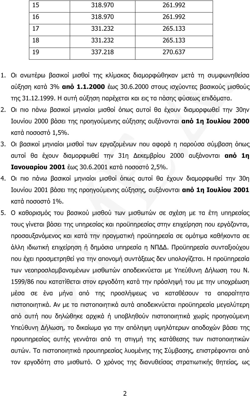 Οι πιο πάνω βασικοί µηνιαίοι µισθοί όπως αυτοί θα έχουν διαµορφωθεί την 30