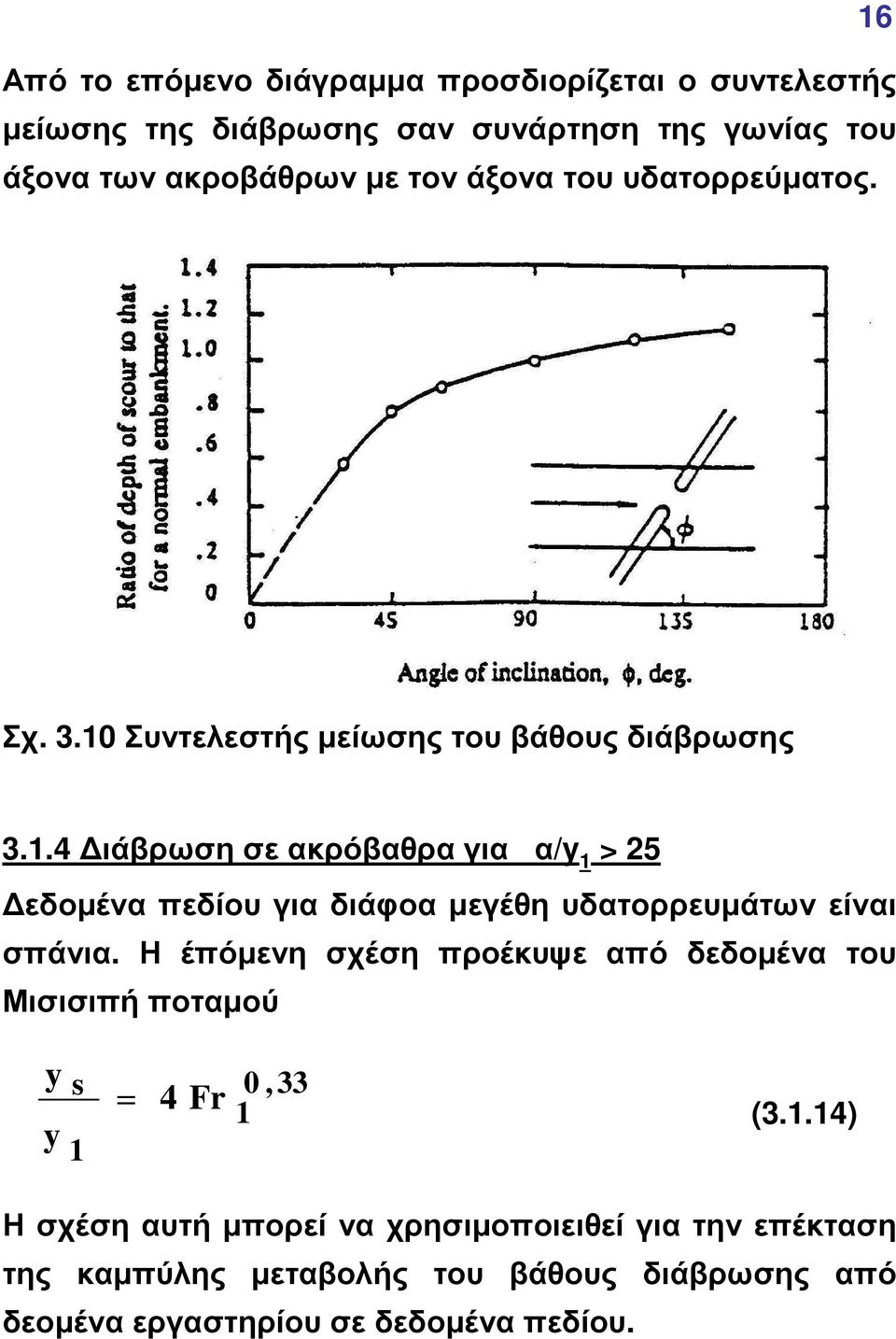 .4 ιάβρωση σε ακρόβαθραγια α/ > 5 εδοµένα πεδίου για διάφοα µεγέθη υδατορρευµάτων είναι σπάνια.