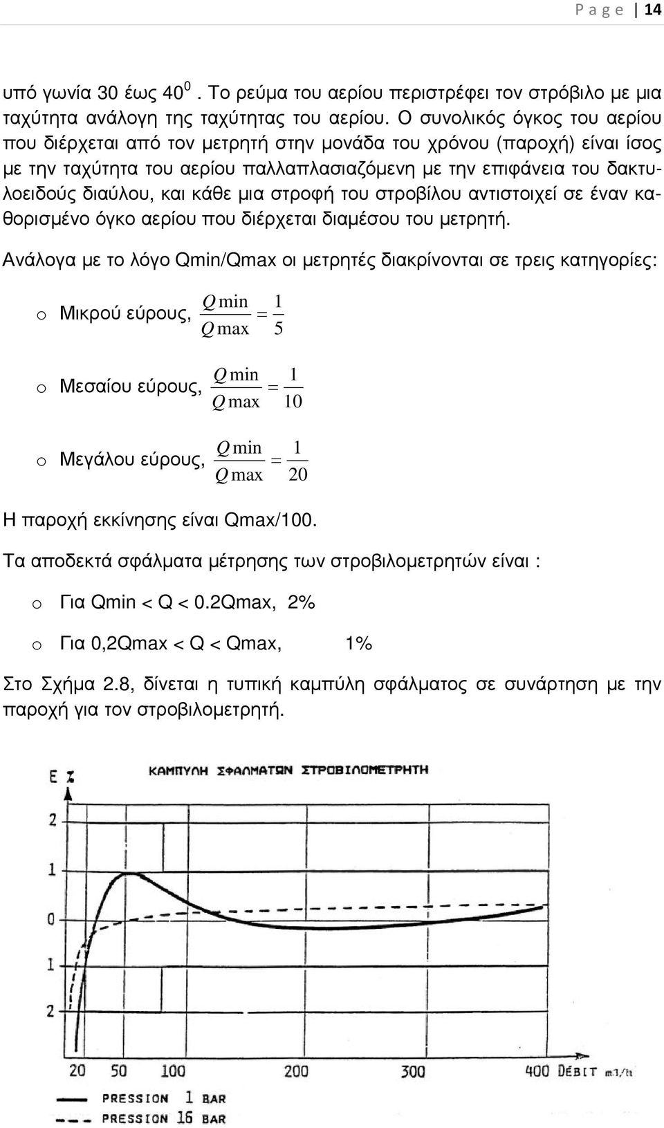 µια στροφή του στροβίλου αντιστοιχεί σε έναν καθορισµένο όγκο αερίου που διέρχεται διαµέσου του µετρητή.