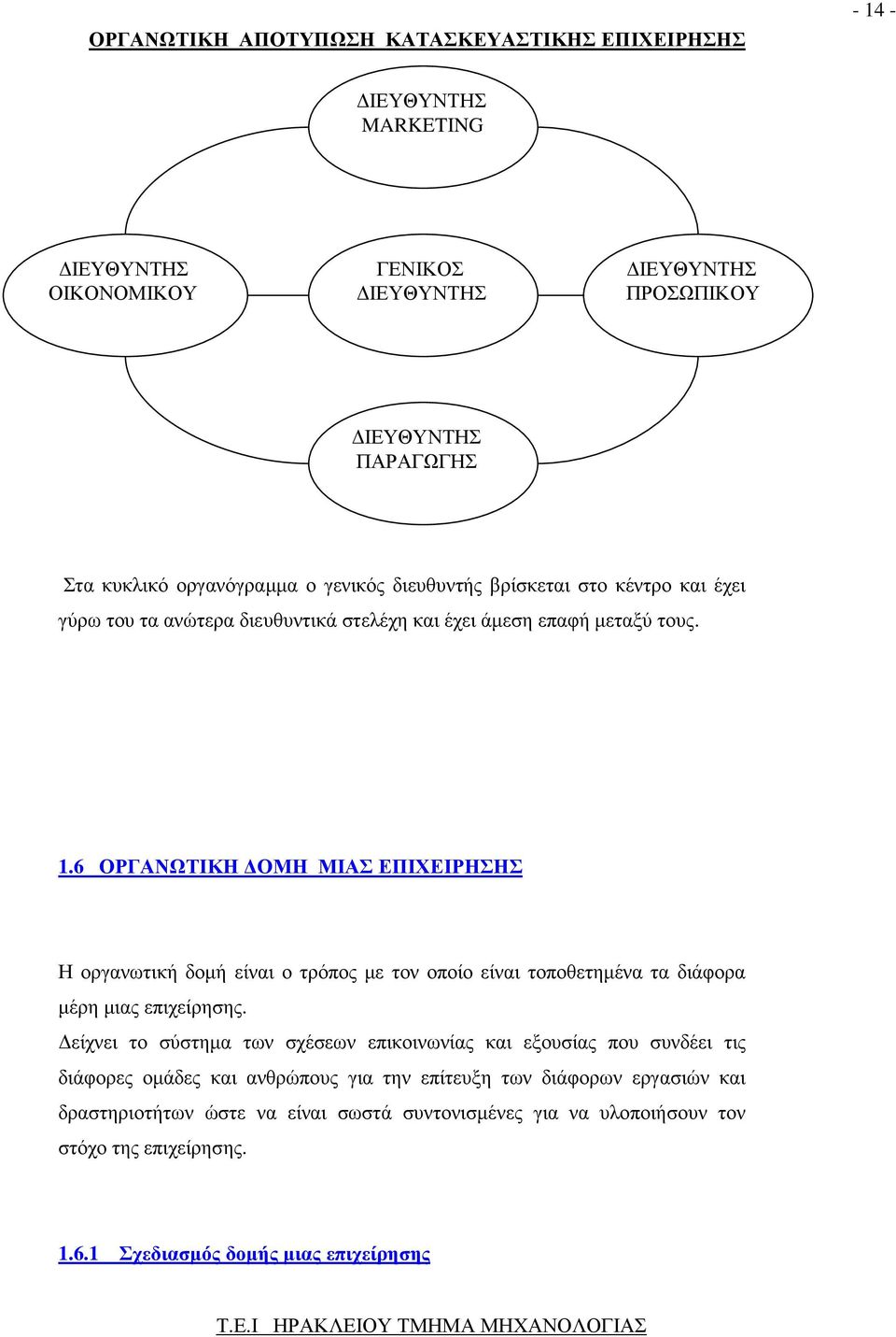 6 ΟΡΓΑΝΩΤΙΚΗ ΟΜΗ ΜΙΑΣ ΕΠΙΧΕΙΡΗΣΗΣ Η οργανωτική δοµή είναι ο τρόπος µε τον οποίο είναι τοποθετηµένα τα διάφορα µέρη µιας επιχείρησης.