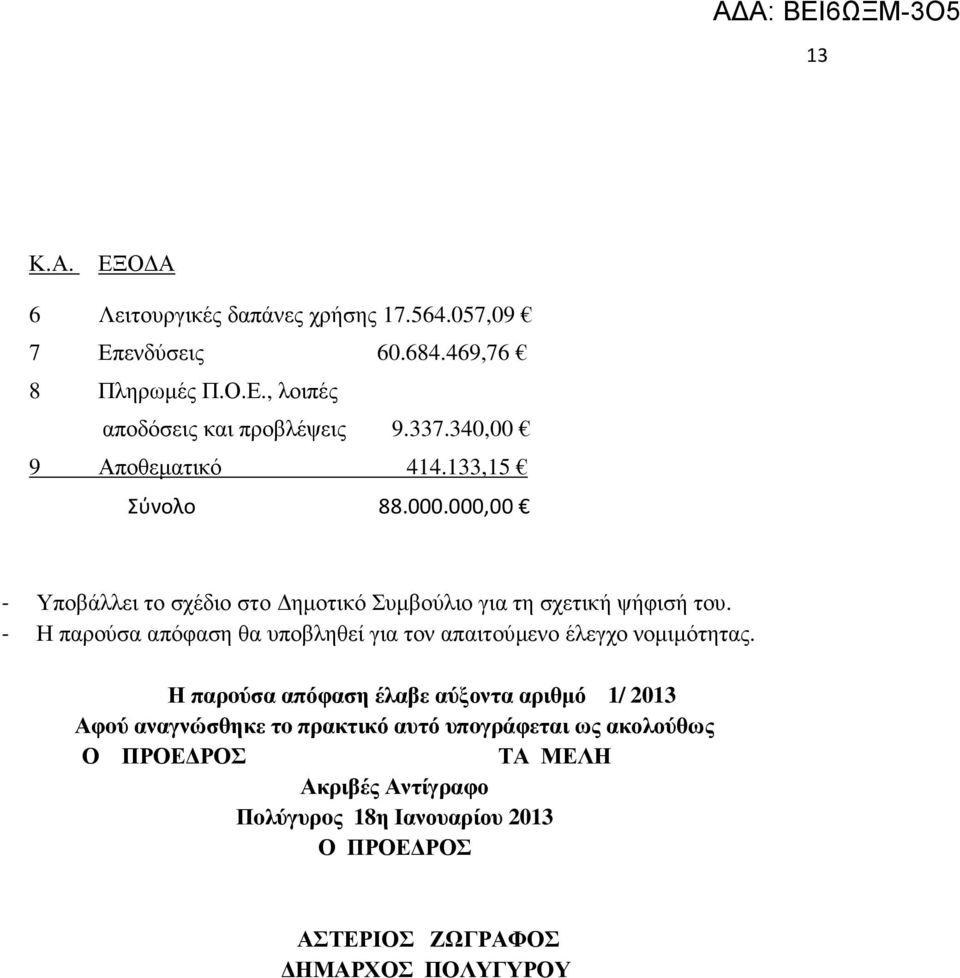 - Η παρούσα απόφαση θα υποβληθεί για τον απαιτούµενο έλεγχο νοµιµότητας.