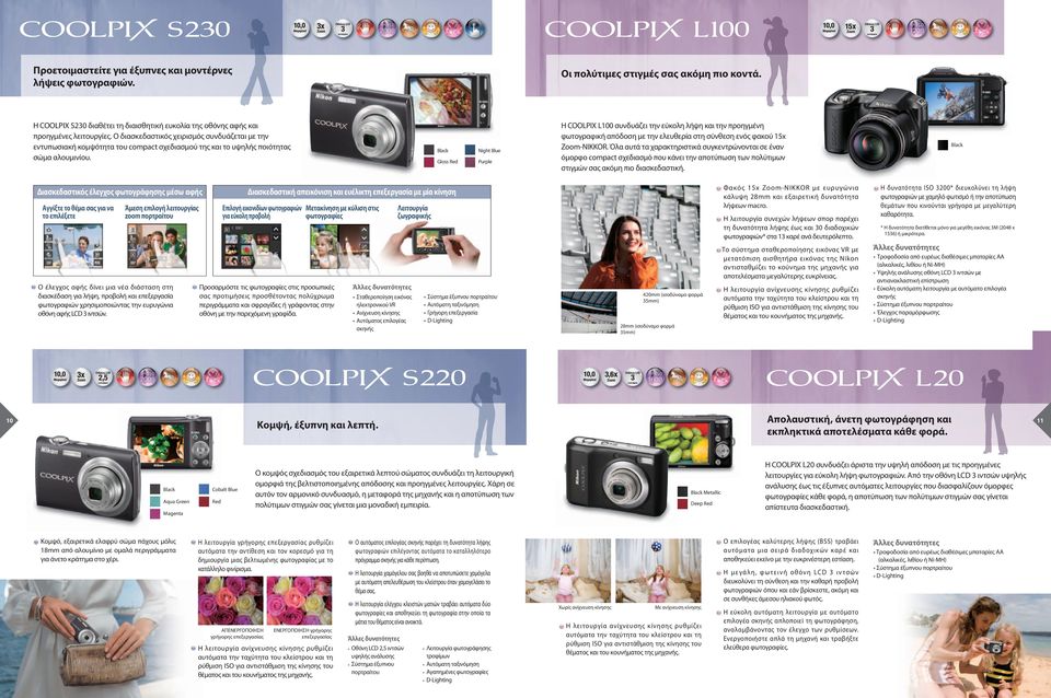 Η COOLPIX L100 συνδυάζει την εύκολη λήψη και την προηγμένη φωτογραφική απόδοση με την ελευθερία στη σύνθεση ενός φακού 15x Zoom-NIKKOR.