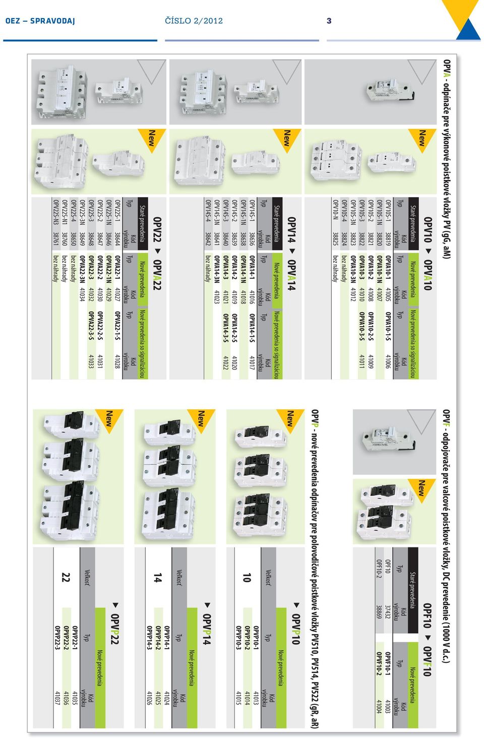 náhrady OPV10-N 38825 bez náhrady OPV14 OPVA14 Staré prevedenia Nové prevedenia Nové prevedenia so signalizáciou OPV14S-1 38636 OPVA14-1 41016 OPVA14-1-S 41017 OPV14S-1N 38638 OPVA14-1N 41018