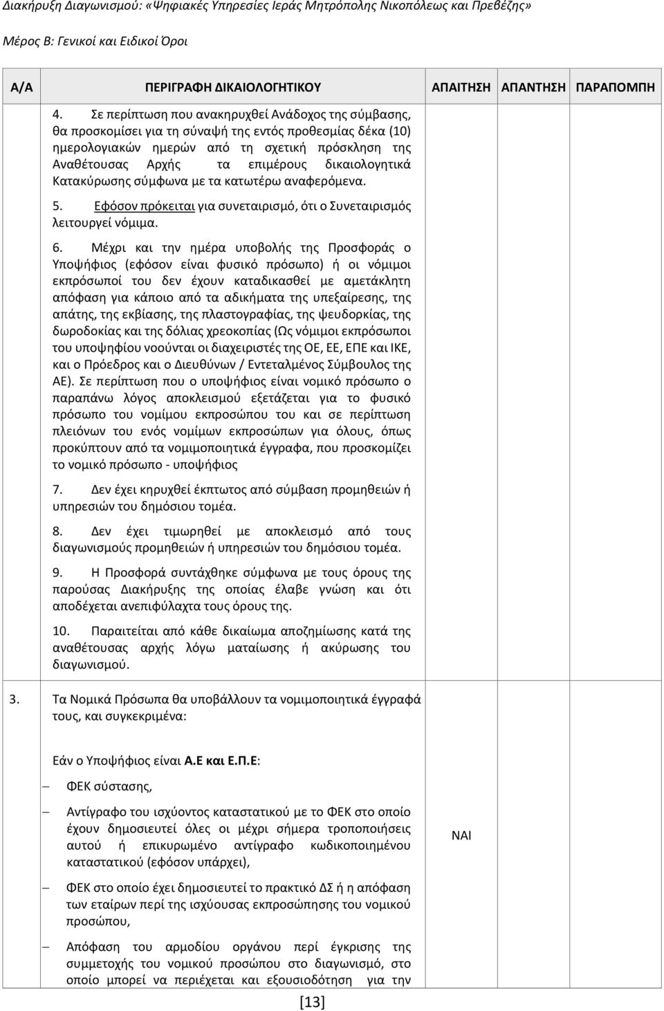 δικαιολογητικά Κατακύρωσης σύμφωνα με τα κατωτέρω αναφερόμενα. 5. Εφόσον πρόκειται για συνεταιρισμό, ότι ο Συνεταιρισμός λειτουργεί νόμιμα. 6.