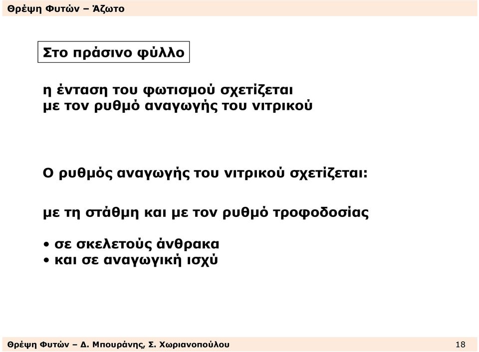 µε τη στάθµη και µε τον ρυθµό τροφοδοσίας σε σκελετούς άνθρακα