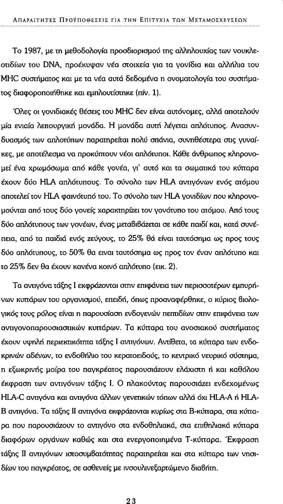 Όλες οι γονιδιακές θέσεις του MHC δεν είναι αυτόνομες, αλλά αποτελούν μία ενιαία λειτουργική μονάδα. Η μονάδα αυτή λέγεται απλότυπος.