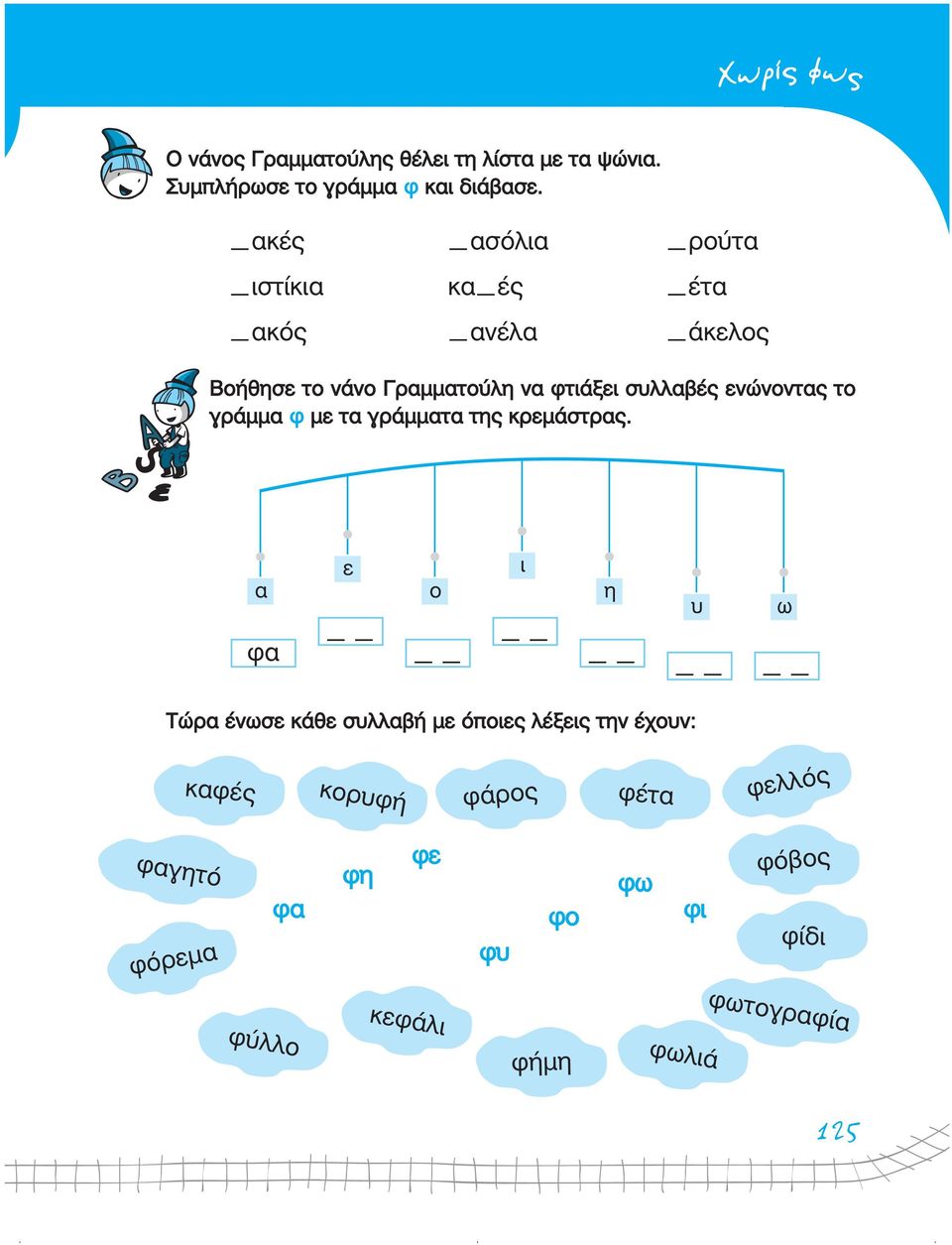 ενώνοντας το γράµµα φ µε τα γράµµατα της κρεµάστρας.