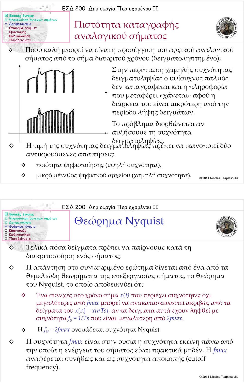 Το πρόβλημα διορθώνεται αν αυξήσουμε τη συχνότητα δειγματοληψίας.