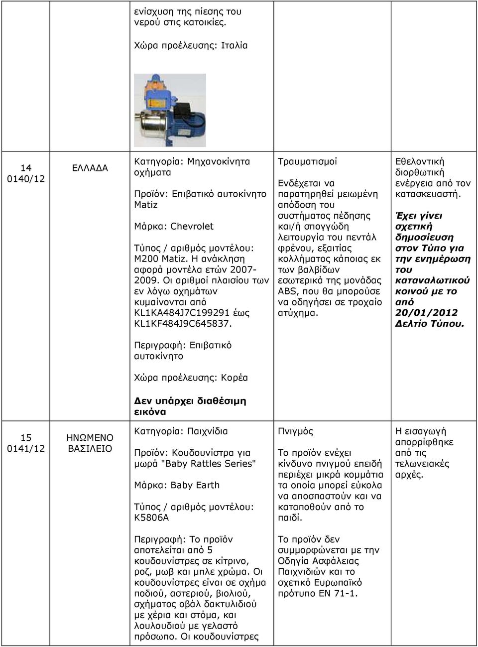 Τραυµατισµοί Ενδέχεται να παρατηρηθεί µειωµένη απόδοση του συστήµατος πέδησης και/ή σπογγώδη λειτουργία του πεντάλ φρένου, εξαιτίας κολλήµατος κάποιας εκ των βαλβίδων εσωτερικά της µονάδας ABS, που