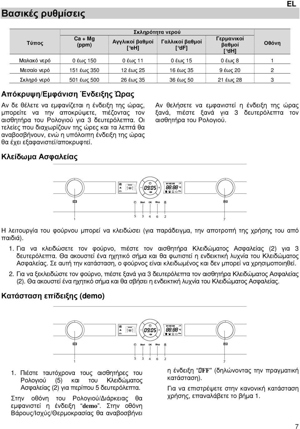 αισθητήρα του Ρολογιού για 3 δευτερόλεπτα. Οι τελείες που διαχωρίζουν της ώρες και τα λεπτά θα αναβοσβήνουν, ενώ η υπόλοιπη ένδειξη της ώρας θα έχει εξαφανιστεί/αποκρυφτεί.