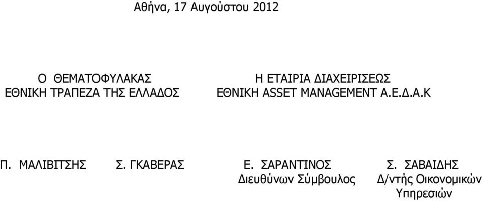 MANAGEMENT Α.Ε..Α.Κ Π. ΜΑΛΙΒΙΤΣΗΣ Σ. ΓΚΑΒΕΡΑΣ Ε.