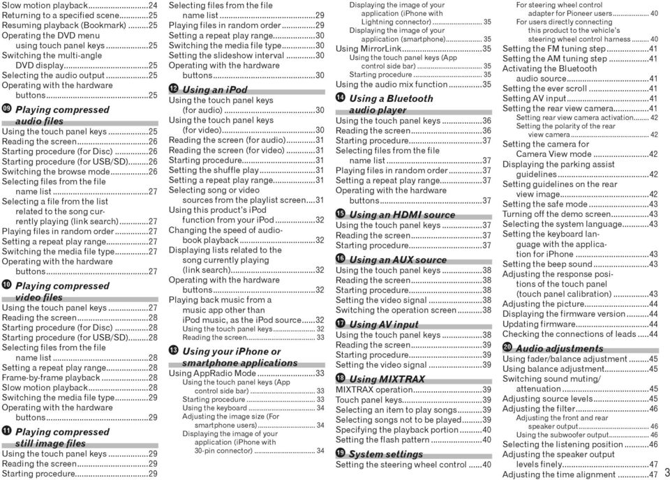 ..26 Starting procedure (for USB/SD)...26 Switching the browse mode...26 Selecting files from the file name list...27 Selecting a file from the list related to the song currently playing (link search).