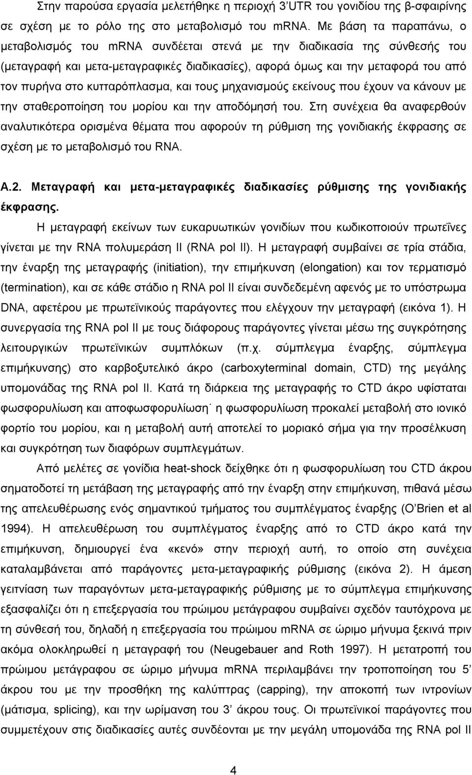 κυτταρόπλασµα, και τους µηχανισµούς εκείνους που έχουν να κάνουν µε την σταθεροποίηση του µορίου και την αποδόµησή του.