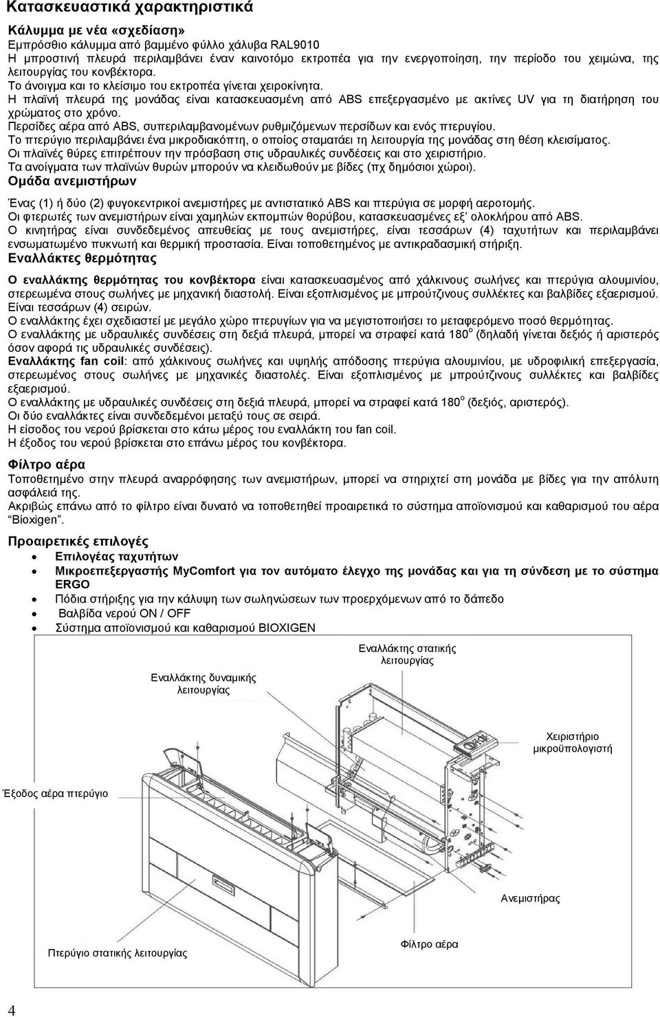 Η πλαϊνή πλευρά της µονάδας είναι κατασκευασµένη από ABS επεξεργασµένο µε ακτίνες UV για τη διατήρηση του χρώµατος στο χρόνο.