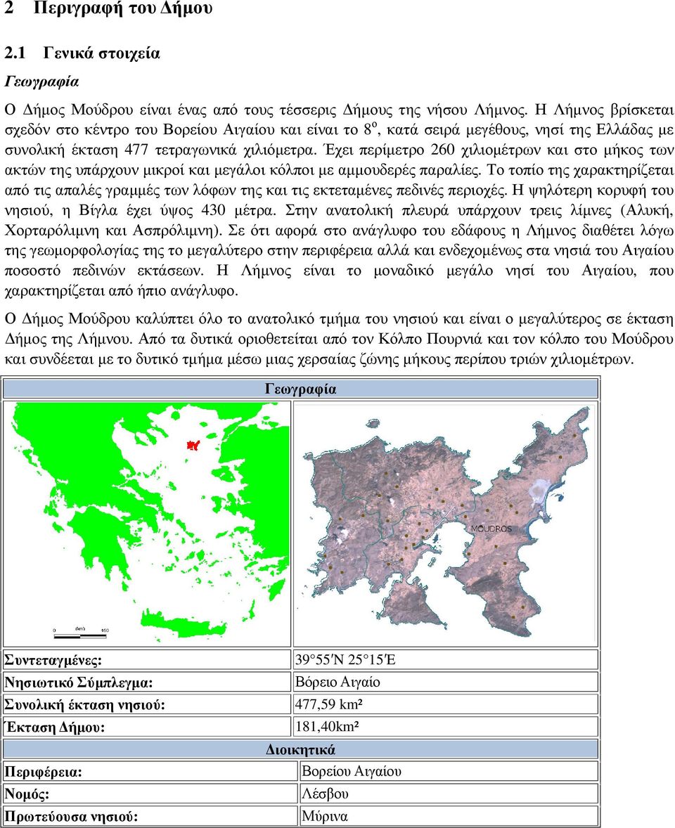 Έχει περίµετρο 260 χιλιοµέτρων και στο µήκος των ακτών της υπάρχουν µικροί και µεγάλοι κόλποι µε αµµουδερές παραλίες.