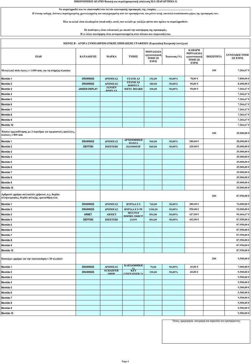 266,67 Μοντέλο 9 7.266,67 Μοντέλο 10 7.266,67 Έπιπλο αρχειοθέτησης με 3 συρτάρια για κρεμαστούς φακέλους, πλάτους ± 800 mm 100 35.000,00 ΑΡΧΕΙΟΘΗΚΗ HANG3 560,00 50,00% 280,00 28.