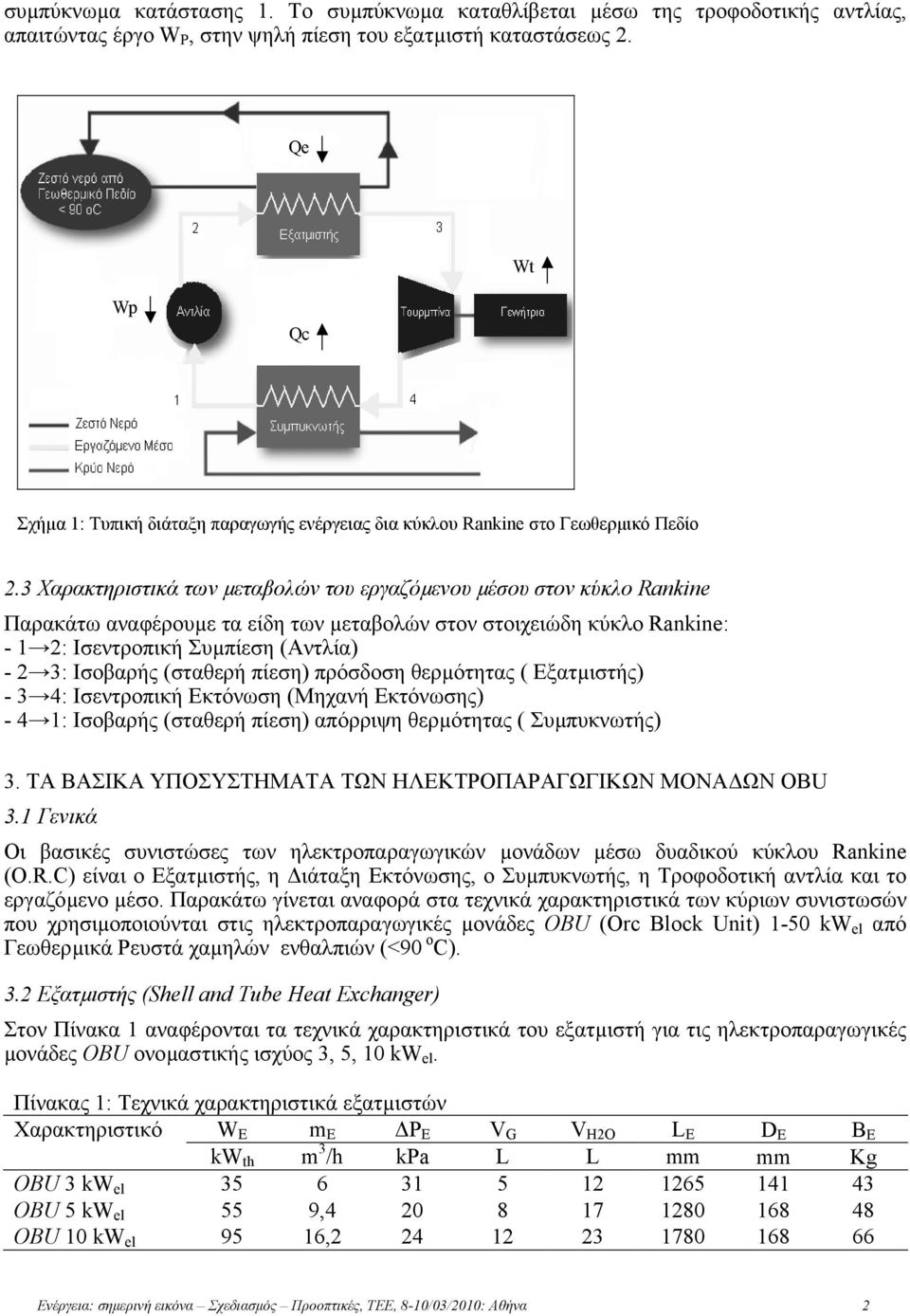 Χαρακτηριστικά των µεταβολών του εργαζόµενου µέσου στον κύκλο Rankine Παρακάτω αναφέρουµε τα είδη των µεταβολών στον στοιχειώδη κύκλο Rankine: - 1 2: Ισεντροπική Συµπίεση (Αντλία) - 2 : Ισοβαρής