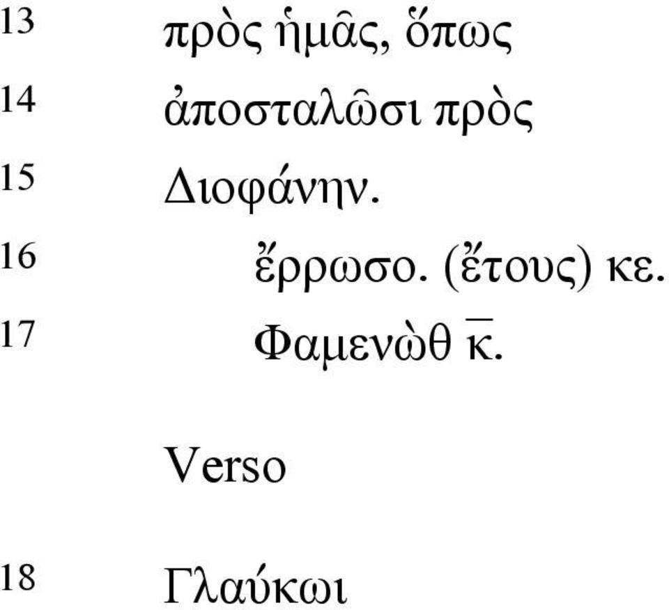 Διοφάνην. 16 ἔρρωσο.