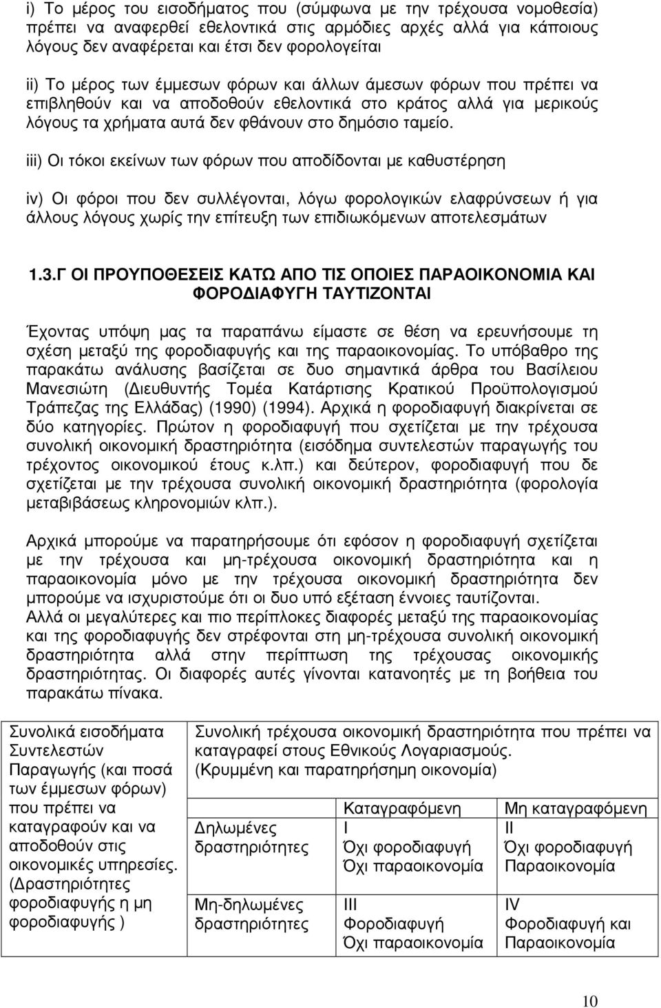 iii) Οι τόκοι εκείνων των φόρων που αποδίδονται µε καθυστέρηση iv) Οι φόροι που δεν συλλέγονται, λόγω φορολογικών ελαφρύνσεων ή για άλλους λόγους χωρίς την επίτευξη των επιδιωκόµενων αποτελεσµάτων 1.