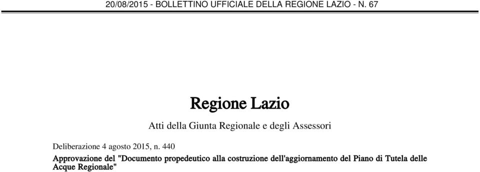 440 Approvazione del "Documento propedeutico alla