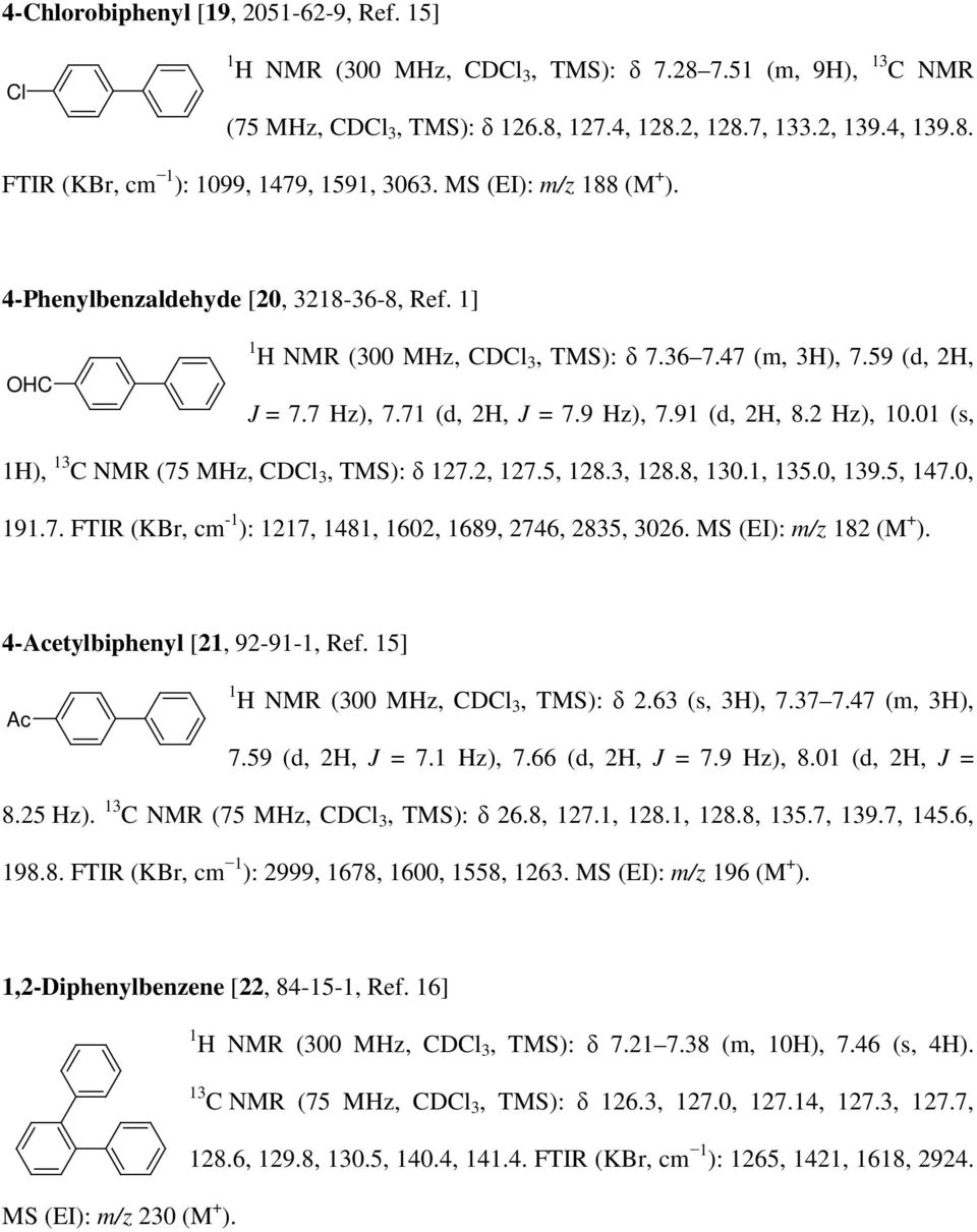 2 Hz), 10.01 (s, 1H), 13 C NMR (75 MHz, CDCl 3, TMS): δ 127.2, 127.5, 128.3, 128.8, 130.1, 135.0, 139.5, 147.0, 191.7. FTIR (KBr, cm -1 ): 1217, 1481, 1602, 1689, 2746, 2835, 3026.