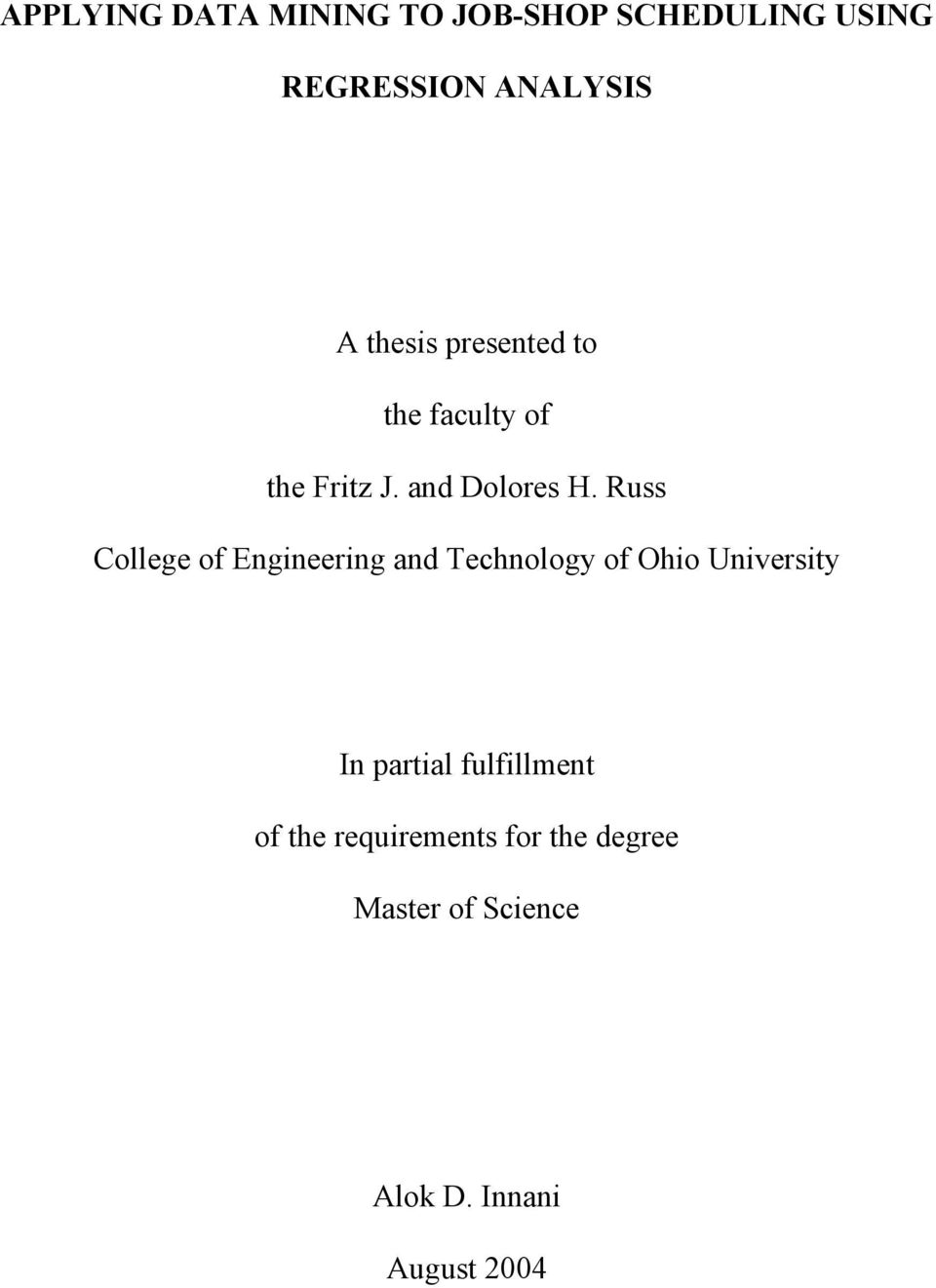 Russ College of Engineering and Technology of Ohio University In partial