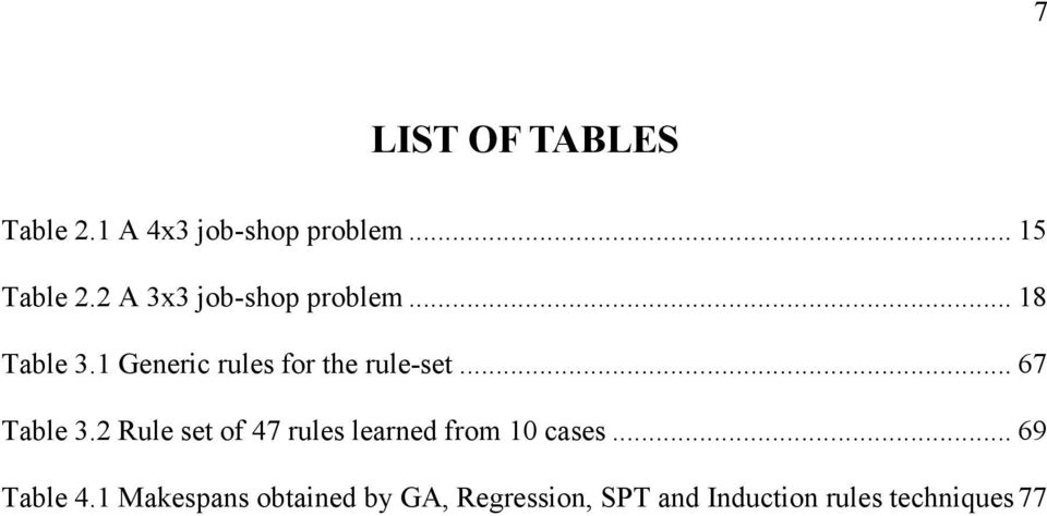 .. 67 Table 3.2 Rule set of 47 rules learned from 10 cases... 69 Table 4.
