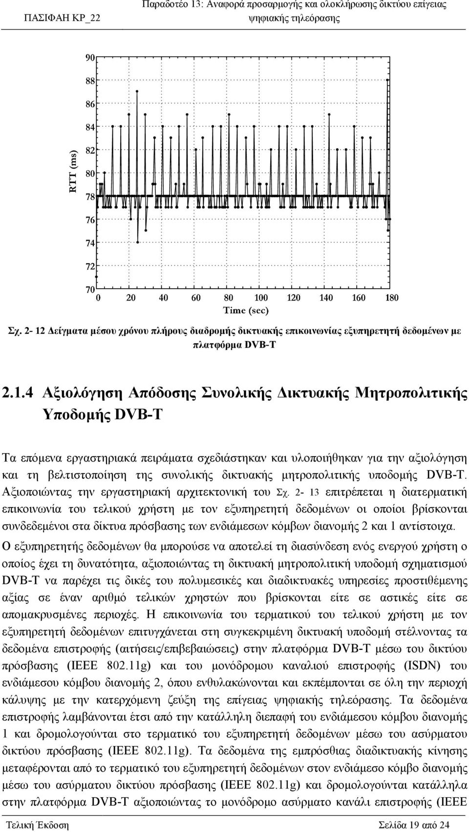 4 Αξιολόγηση Απόδοσης Συνολικής ικτυακής Μητροπολιτικής Υποδοµής DVB-T Τα επόµενα εργαστηριακά πειράµατα σχεδιάστηκαν και υλοποιήθηκαν για την αξιολόγηση και τη βελτιστοποίηση της συνολικής δικτυακής