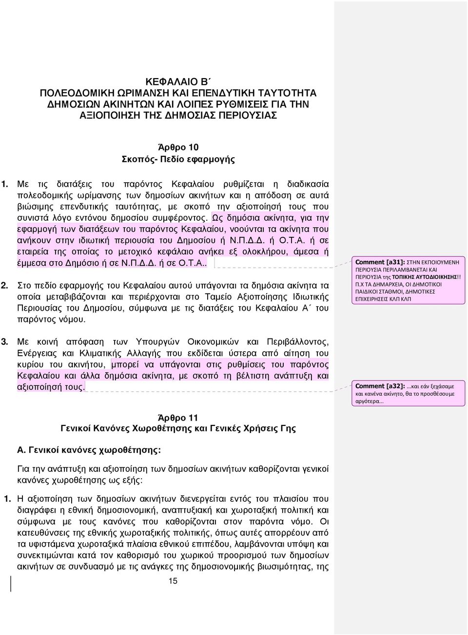 συνιστά λόγο εντόνου δηµοσίου συµφέροντος. Ως δηµόσια ακίνητα, για την εφαρµογή των διατάξεων του παρόντος Κεφαλαίου, νοούνται τα ακίνητα που ανήκουν στην ιδιωτική περιουσία του ηµοσίου ή Ν.Π... ή Ο.