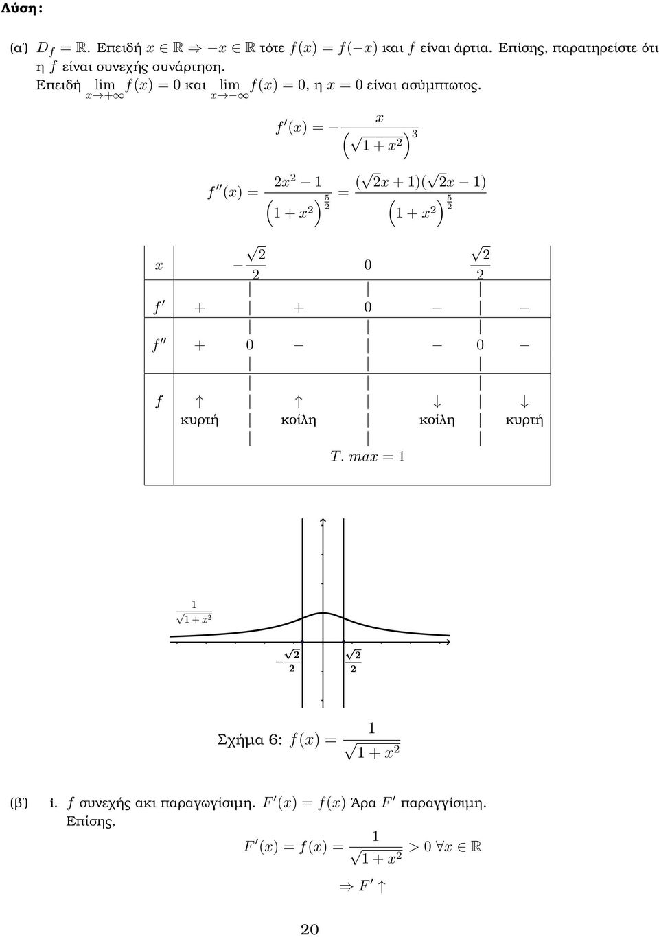 Επειδή f = και lim f =, η = είναι ασύµπτωτος.