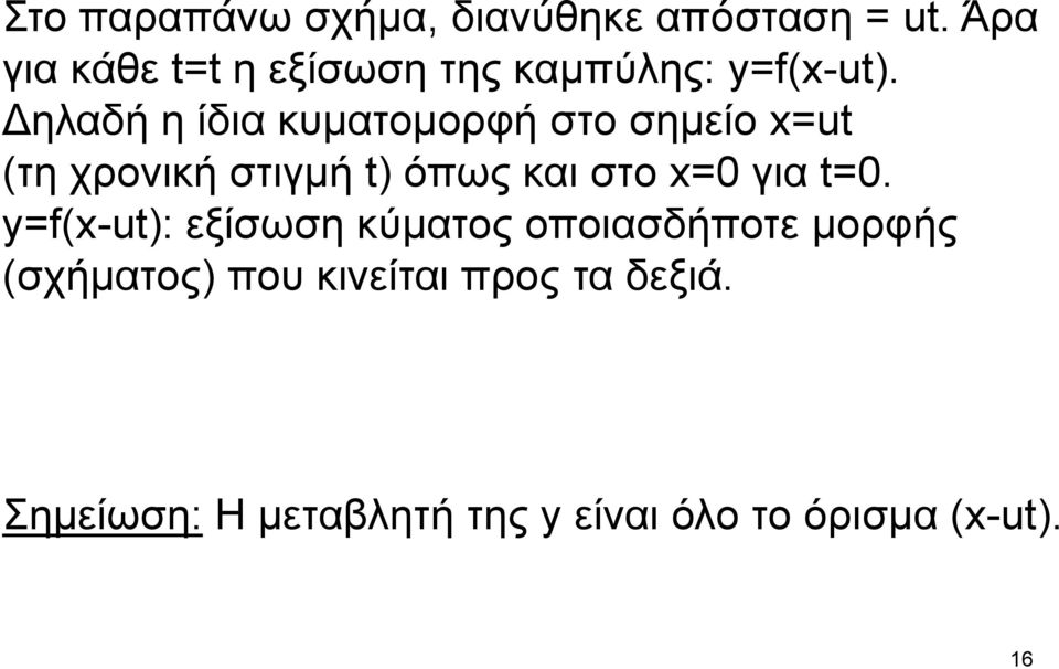 Γειαδή ε ίδηα θπκαηνκνξθή ζην ζεκείν x=ut (ηε ρξνληθή ζηηγκή t) όπσο θαη ζην x=0