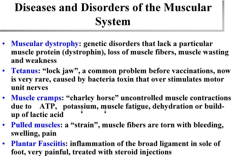 nerves Muscle cramps: charley horse uncontrolled muscle contractions due to ATP, potassium, muscle fatigue, dehydration or buildup of lactic acid Pulled muscles: a