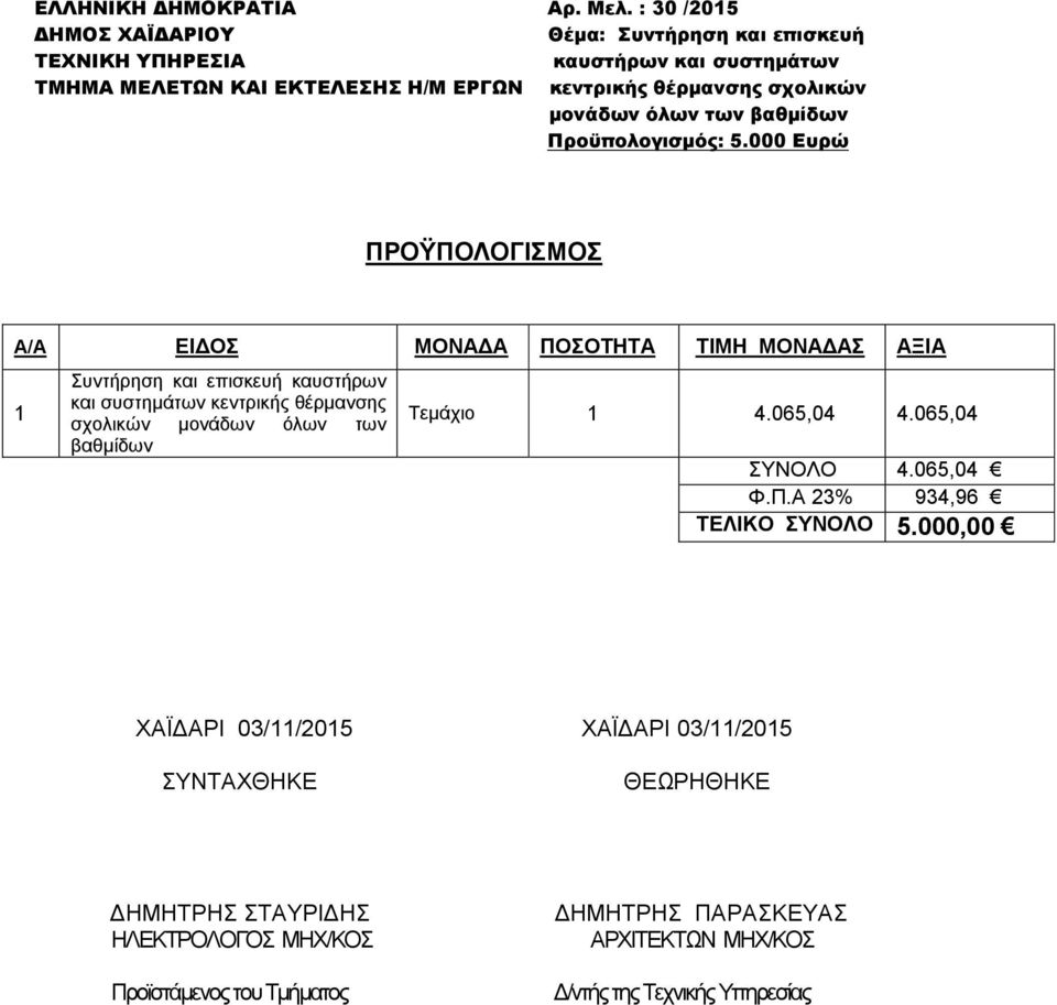 μονάδων όλων των βαθμίδων Προϋπολογισμός: 5.