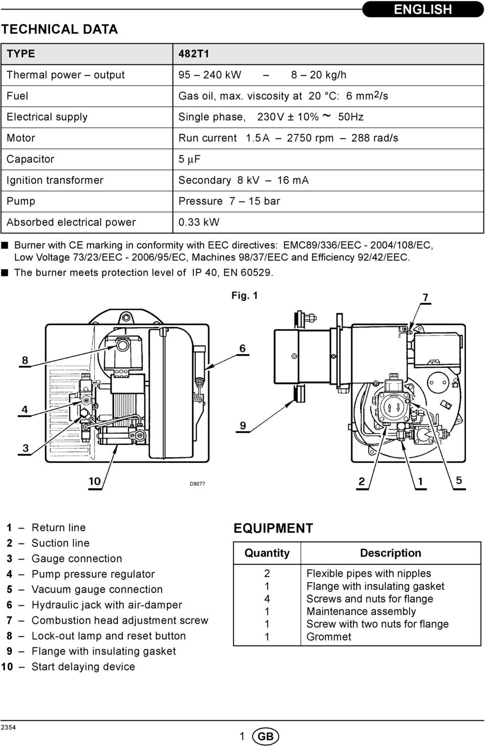 5a 750 rpm 88 rad/s 5 μf Secondary 8 kv 6 ma Pressure 7 5 bar 0.