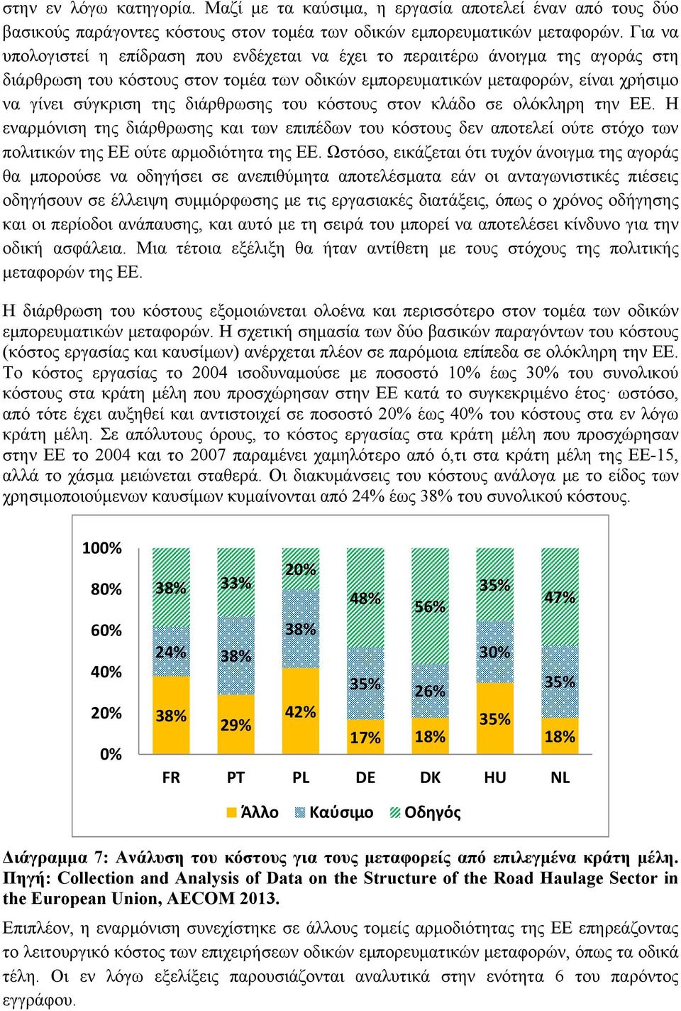 διάρθρωσης του κόστους στον κλάδο σε ολόκληρη την ΕΕ. Η εναρμόνιση της διάρθρωσης και των επιπέδων του κόστους δεν αποτελεί ούτε στόχο των πολιτικών της ΕΕ ούτε αρμοδιότητα της ΕΕ.