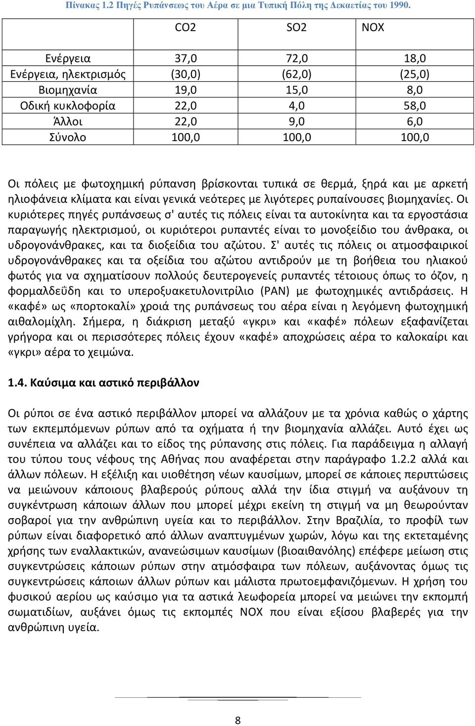 φωτοχημική ρύπανση βρίσκονται τυπικά σε θερμά, ξηρά και με αρκετή ηλιοφάνεια κλίματα και είναι γενικά νεότερες με λιγότερες ρυπαίνουσες βιομηχανίες.