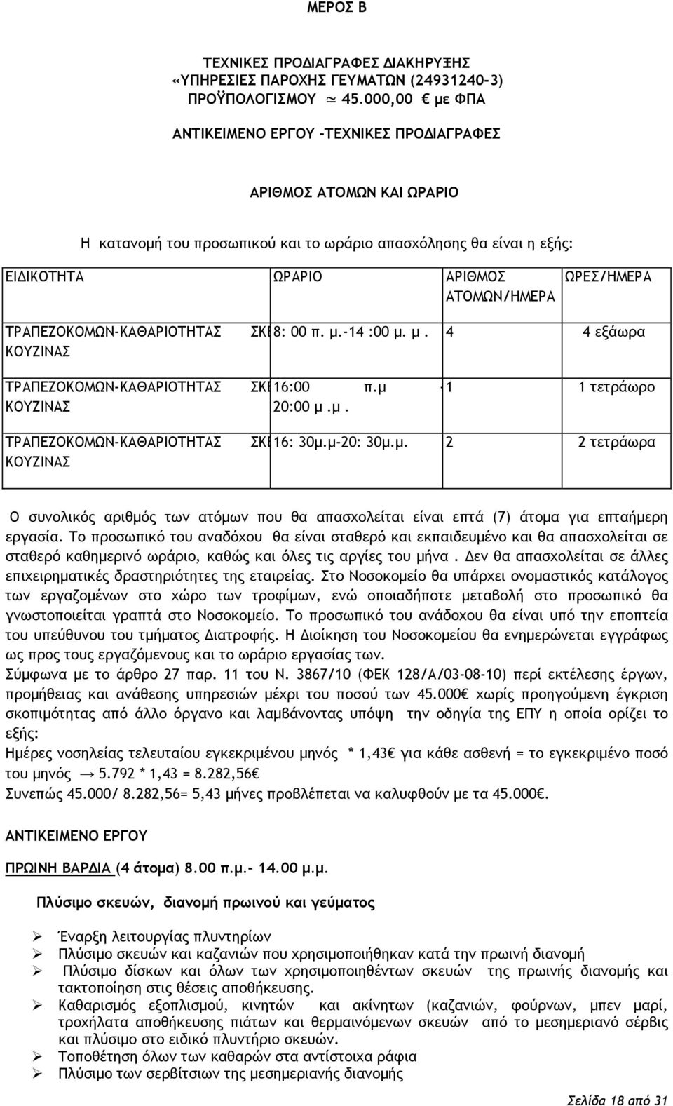 ΤΡΑΠΕΖΟΚΟΜΩΝ-ΚΑΘΑΡΙΟΤΗΤΑΣ ΚΟΥΖΙΝΑΣ ΤΡΑΠΕΖΟΚΟΜΩΝ-ΚΑΘΑΡΙΟΤΗΤΑΣ ΚΟΥΖΙΝΑΣ ΤΡΑΠΕΖΟΚΟΜΩΝ-ΚΑΘΑΡΙΟΤΗΤΑΣ ΚΟΥΖΙΝΑΣ ΣΚΕ8: 00 π. μ.-14 :00 μ. μ. 4 4 εξάωρα ΣΚΕ16:00 π.μ -1 1 τετράωρο 20:00 μ.μ. ΣΚΕ16: 30μ.