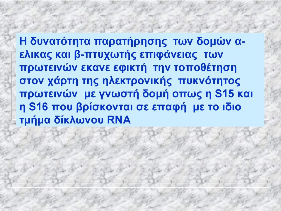 χάρτη της ηλεκτρονικής πυκνότητος πρωτεινών με γνωστή δομή