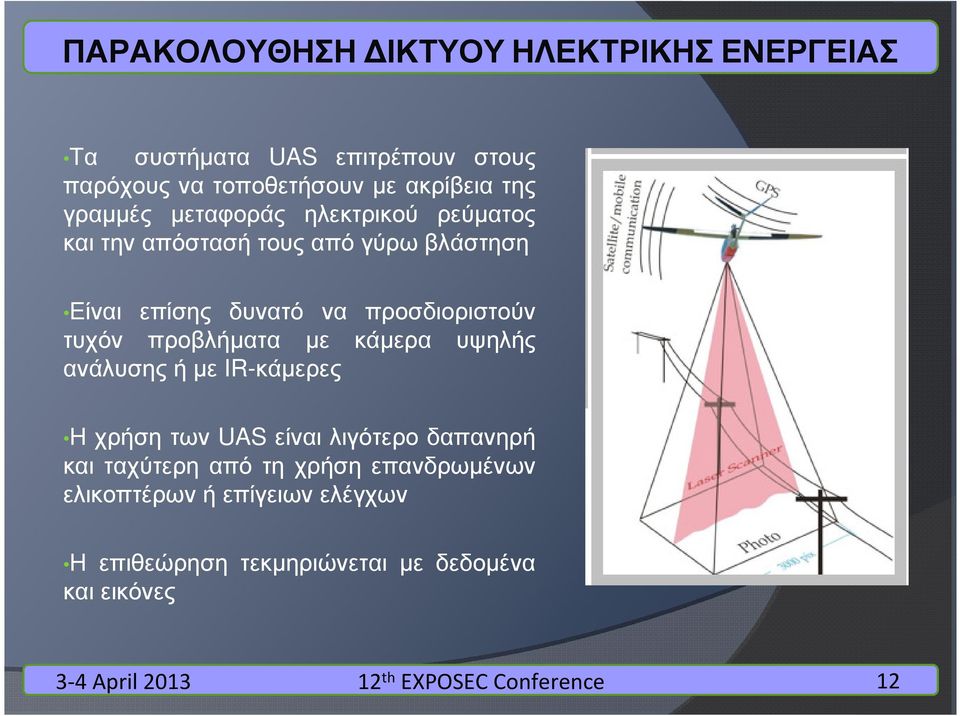 προσδιοριστούν τυχόν προβλήµατα µε κάµερα υψηλής ανάλυσης ή µε IR-κάµερες Η χρήση των UAS είναι λιγότερο δαπανηρή